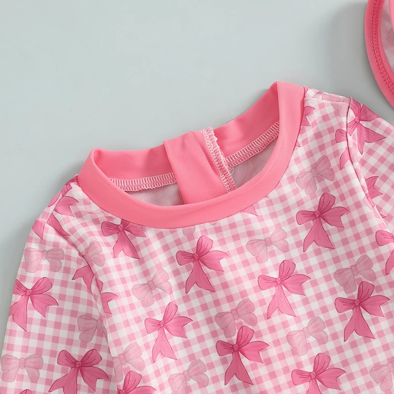 Baby Girl Rash Guard Swimsuit Long Sleeve Bow Plaid Print Bathing Suit Infant Swimwear with Sun Hat
Baby Girl Rash Guard Swimsuit Long Sleeve Bow Plaid Print Bathing Suit Infant Swimwear with Sun Hat