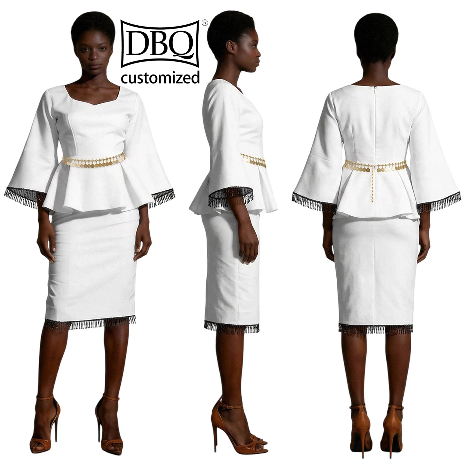 DBQ African Women Clothing Tailor Made Square Neck Ruffles Top + Knee Length Pencil Skirt Casual Set for Women BD2097
DBQ African Women Clothing Tailor Made Square Neck Ruffles Top + Knee Length Pencil Skirt Casual Set for Women BD2097