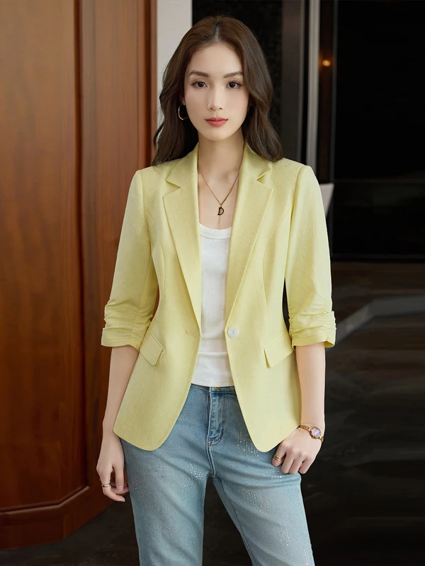 Elegant Casual Women's Suit Jacket Spring Summer New Style Versatile Small Size Top Breathable Polyester Fiber Commute Wind
Elegant Casual Women's Suit Jacket Spring Summer New Style Versatile Small Size Top Breathable Polyester Fiber Commute Wind