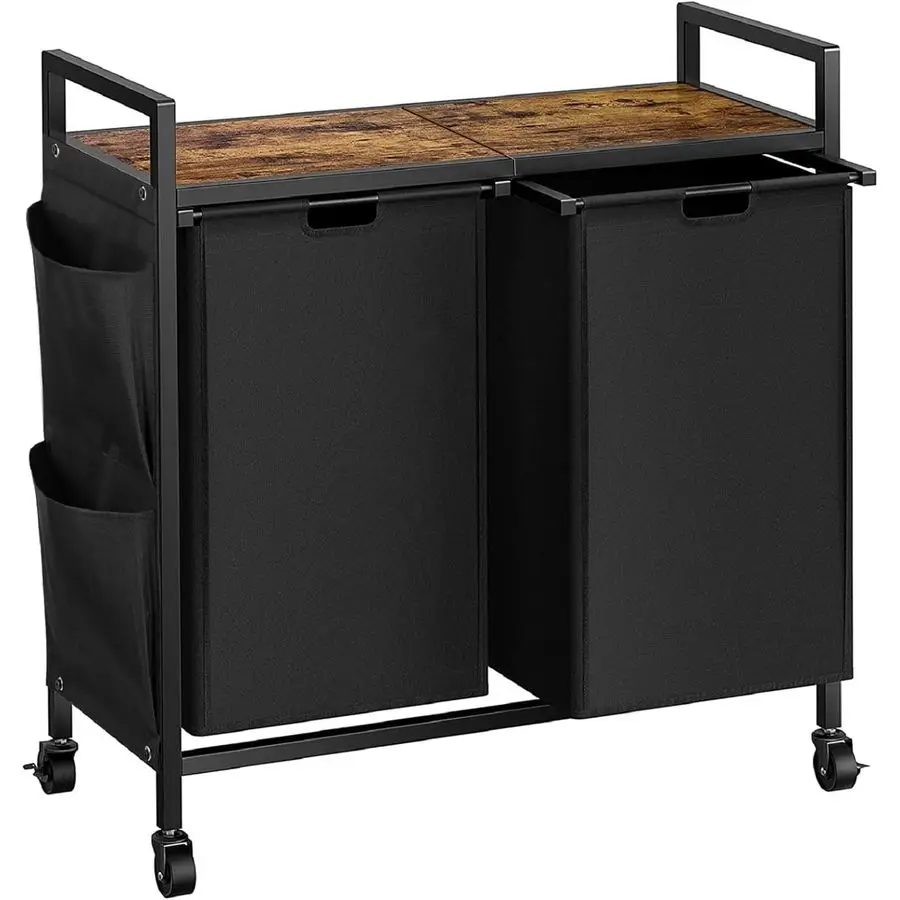 Двойная корзина для белья с крышкой, передвижная корзина-органайзер для белья на колесиках, корзина для сортировки белья IronMade с верхней полкой и 2 съемными секциями
Двойная корзина для белья с крышкой, передвижная корзина-органайзер для белья на колесиках, корзина для сортировки белья IronMade с верхней полкой и 2 съемными секциями