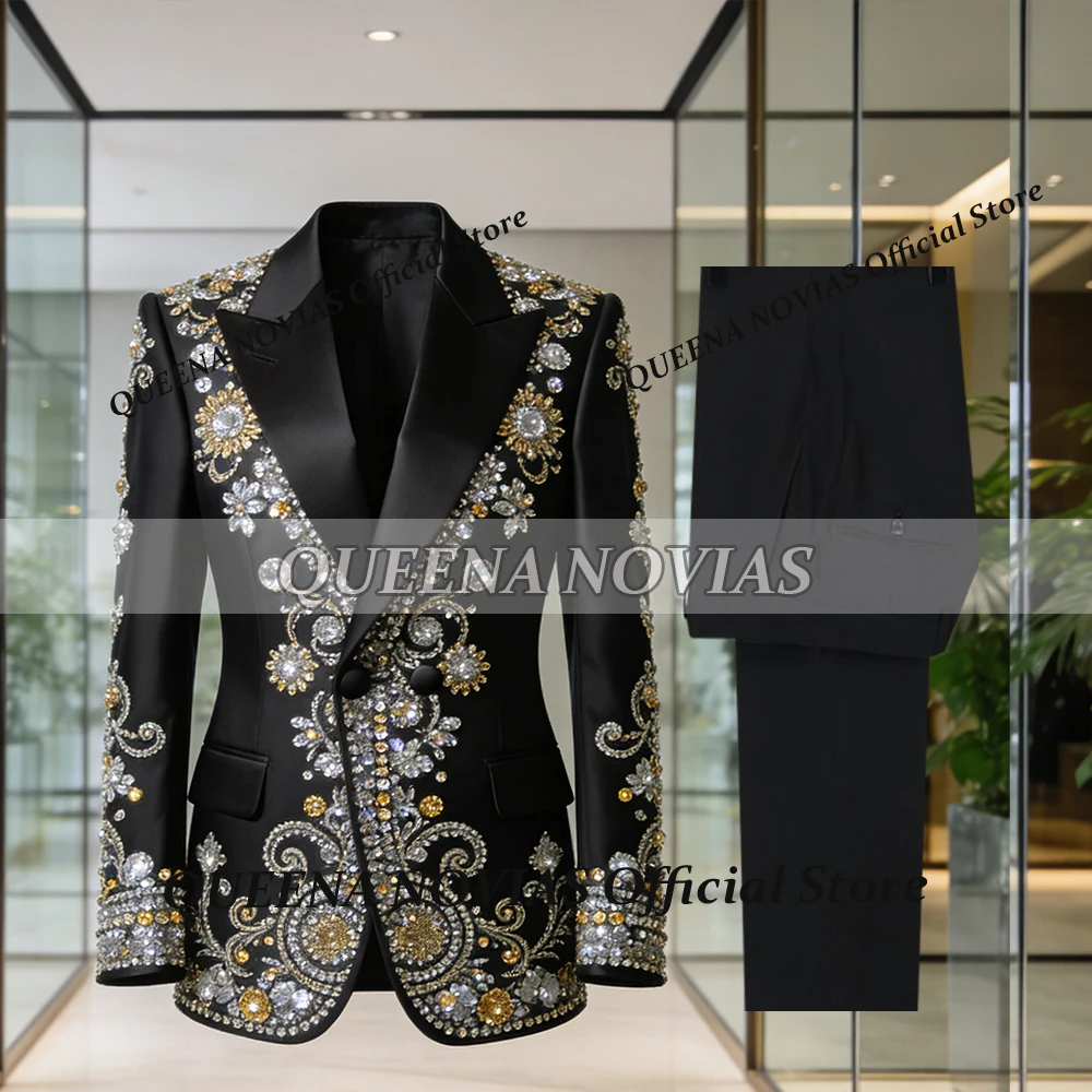 Exclusive Diamond Beaded Wedding Suits Peaked Label Groom Blazers Customized 2 Piece Sets Male Fashion Attire trajes para hombre
Exclusive Diamond Beaded Wedding Suits Peaked Label Groom Blazers Customized 2 Piece Sets Male Fashion Attire trajes para hombre