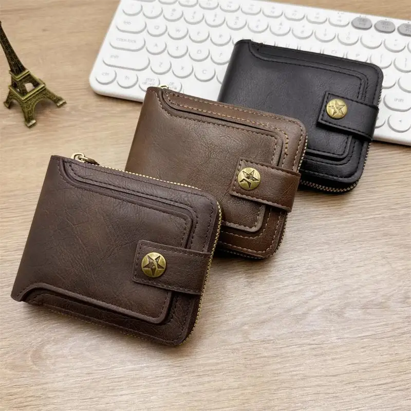 PU Leather Short Card Holder Purse Vintage Solid Color Men's Wallet Hasp Zipper Clutch Wallets Coin Purse For Men
PU Leather Short Card Holder Purse Vintage Solid Color Men's Wallet Hasp Zipper Clutch Wallets Coin Purse For Men