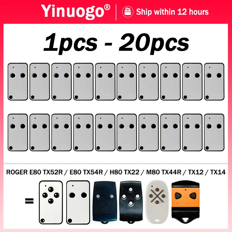 For ROGER E80 TX52R TX54R E80/TX52R/2 H80 TX22 M80 TX44R TX12 Garage / Gate Remote Control ROGER 433.92MHz Command Transmitter
For ROGER E80 TX52R TX54R E80/TX52R/2 H80 TX22 M80 TX44R TX12 Garage / Gate Remote Control ROGER 433.92MHz Command Transmitter
