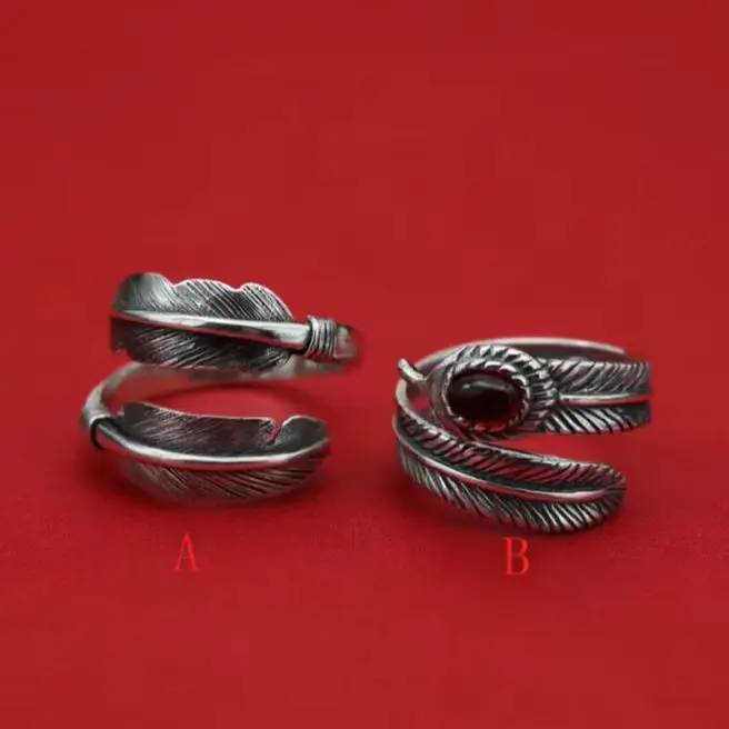 925 Sterling Silver Feather Ring Handmade Net Red Street Shoot Jewelry Men and Women Open Vintage Ring Index Finger
925 Sterling Silver Feather Ring Handmade Net Red Street Shoot Jewelry Men and Women Open Vintage Ring Index Finger
