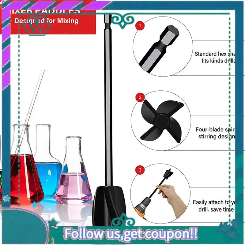 Premium 16 Pcs Epoxy Mixer Attachment For Drill, Reusable Paint And Resin Mixer Paddle To Mix Epoxy Resin, Paint, Glaze
Premium 16 Pcs Epoxy Mixer Attachment For Drill, Reusable Paint And Resin Mixer Paddle To Mix Epoxy Resin, Paint, Glaze