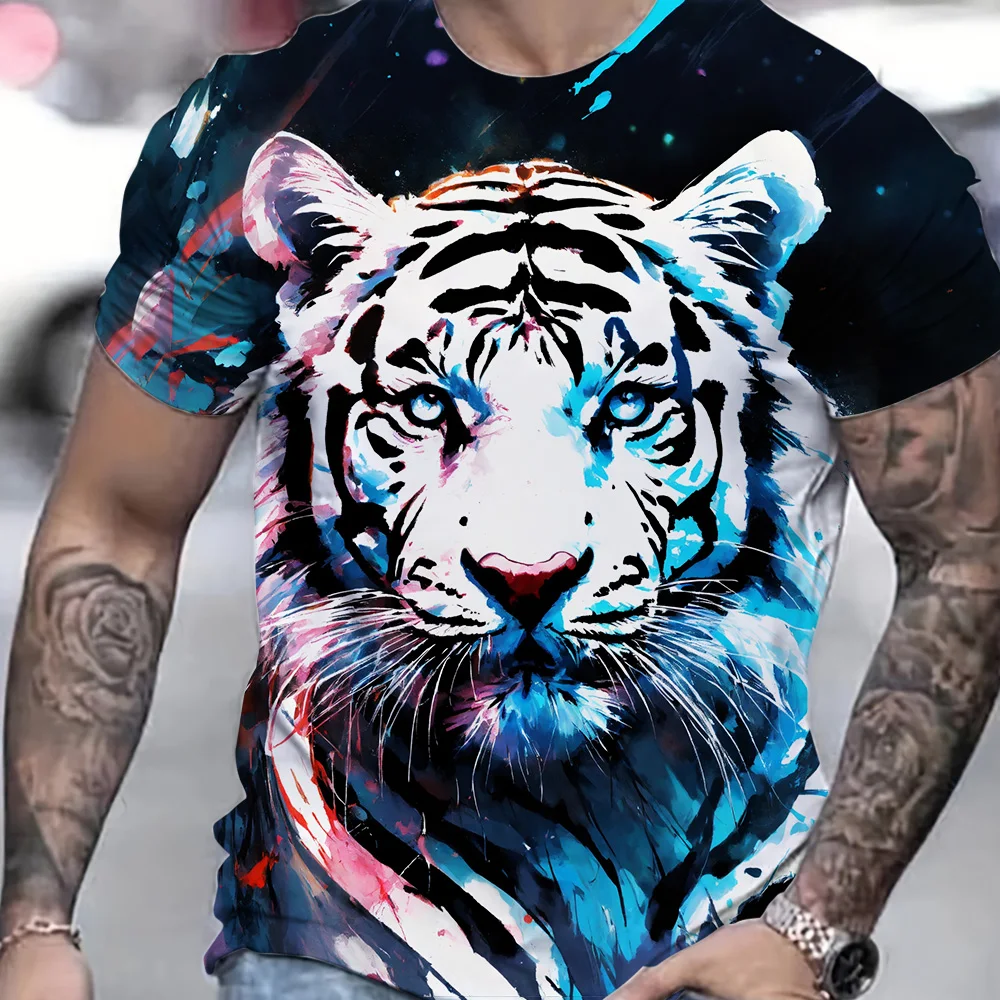 Fashion Men's Colourful Tiger Graphic T-Shirt Cool 3D Printed Short Sleeve Top Outdoor Casual Daily T-Shirts Male Fitness Tshirt
Fashion Men's Colourful Tiger Graphic T-Shirt Cool 3D Printed Short Sleeve Top Outdoor Casual Daily T-Shirts Male Fitness Tshirt