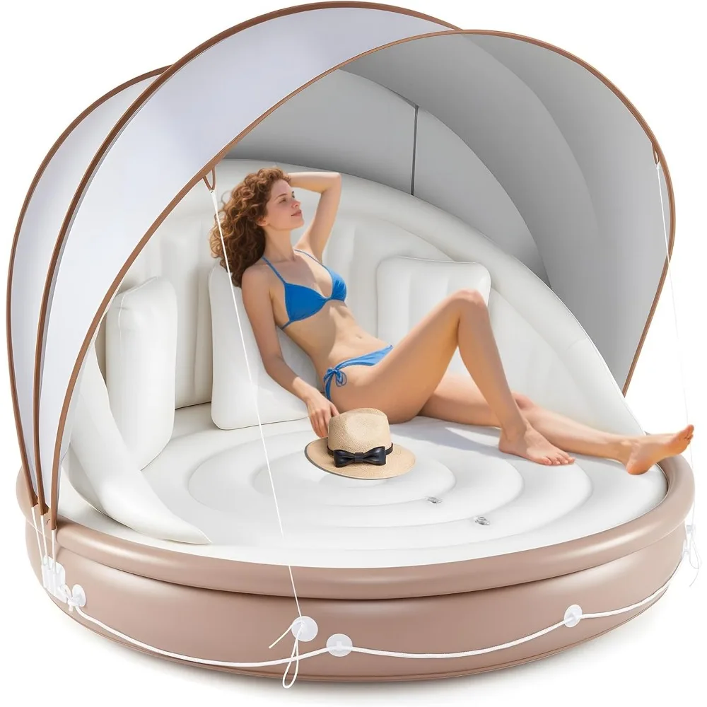 Pool Float with Canopy, 440 lbs Inflatable Floating Island with Detachable Sunshade & 3 Pillows, 2/3 Person 73” Tanning Lo
Pool Float with Canopy, 440 lbs Inflatable Floating Island with Detachable Sunshade & 3 Pillows, 2/3 Person 73” Tanning Lo