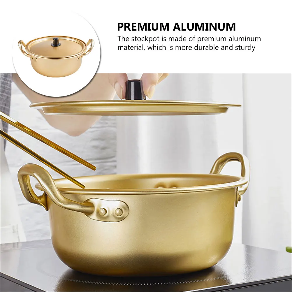 1pc Practical Aluminum Noodle Pot Ramen Stockpot Kitchen Pan Binaural Handle Uncoated Even Heat Golden Household Soup Pan
1pc Practical Aluminum Noodle Pot Ramen Stockpot Kitchen Pan Binaural Handle Uncoated Even Heat Golden Household Soup Pan