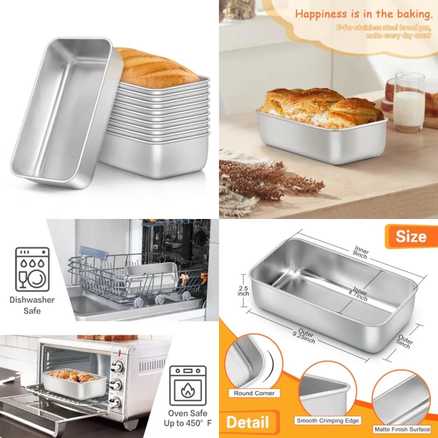 Loaf Bread Pan Set of 0, 9x5 Stainless Steel Loaf Pan, Metal Rectangle Bakeware for Baking Homemade Bread Banana Cake Meatloaf,
Loaf Bread Pan Set of 0, 9x5 Stainless Steel Loaf Pan, Metal Rectangle Bakeware for Baking Homemade Bread Banana Cake Meatloaf,
