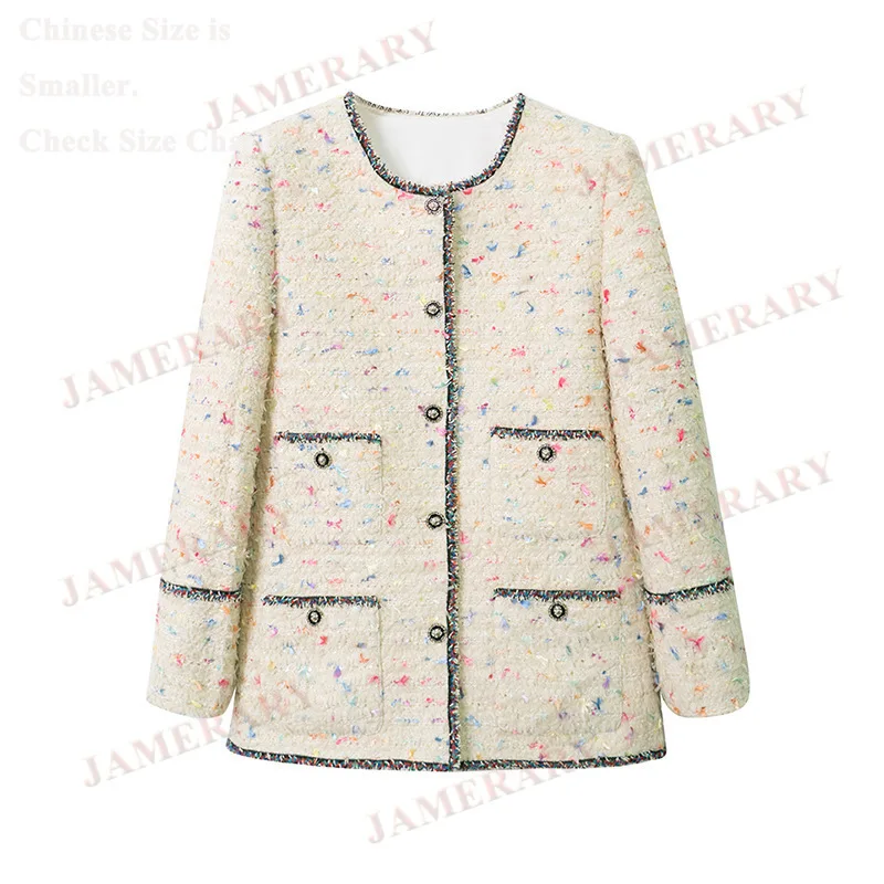 Autumn Winter Colorful Woven Tweed Jacket Women Coats Long Sleeve Single Breasted Loose Office Lady Work Wear Clothing Outfits
Autumn Winter Colorful Woven Tweed Jacket Women Coats Long Sleeve Single Breasted Loose Office Lady Work Wear Clothing Outfits