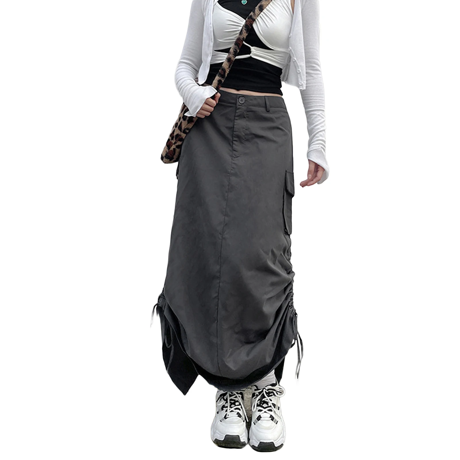 Womens Baggy Loose Size Cargo Skirts High Waist Pockets Drawstring Vintage Long Skirt Y2K Retro Streetwear
Womens Baggy Loose Size Cargo Skirts High Waist Pockets Drawstring Vintage Long Skirt Y2K Retro Streetwear