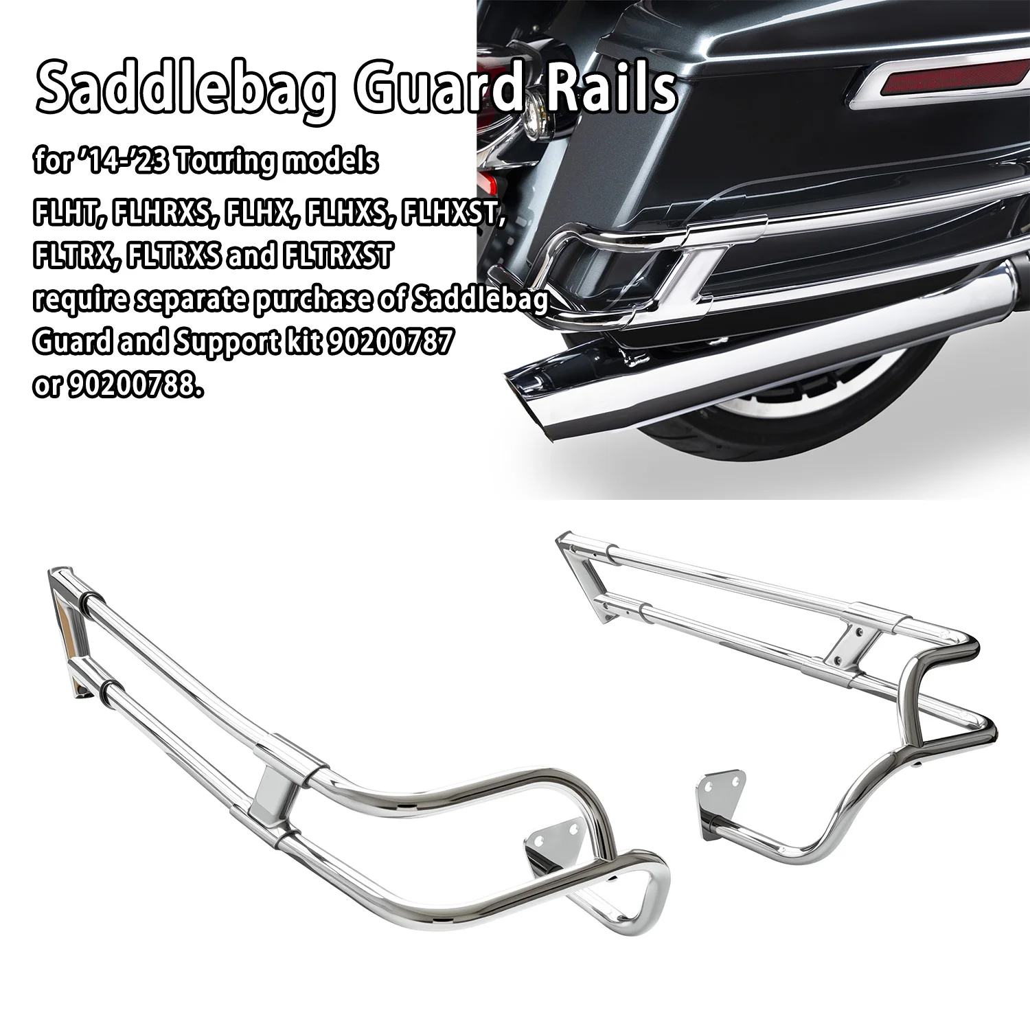 Motorcycle Parts Saddlebag Guard Rails for Harley Touring 2014-2023 FLHT, FLHRXS, FLHX, FLHXS, FLHXST, FLTRX, FLTRXS
Motorcycle Parts Saddlebag Guard Rails for Harley Touring 2014-2023 FLHT, FLHRXS, FLHX, FLHXS, FLHXST, FLTRX, FLTRXS