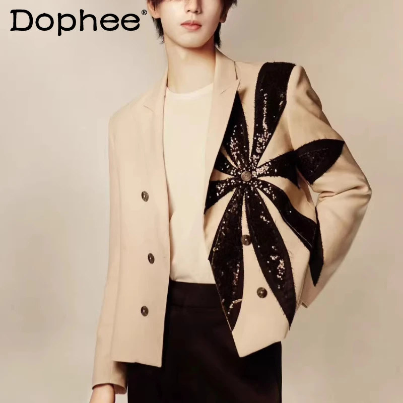 Men's 2025 Spring Autumn High-End Tailored Coats Elegant Short Style Sequin Blazers Trendy Handmade Flower Beaded Suit Jackets
Men's 2025 Spring Autumn High-End Tailored Coats Elegant Short Style Sequin Blazers Trendy Handmade Flower Beaded Suit Jackets