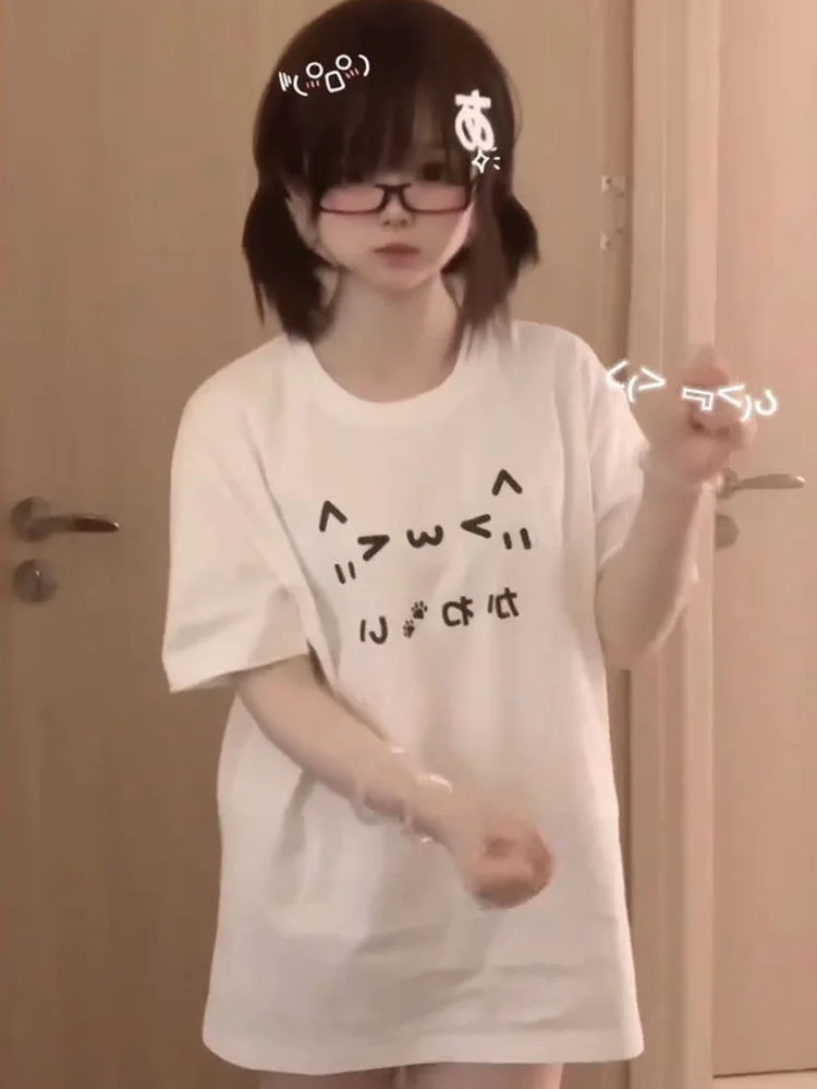 Japanese Kawaii White Printing T Shirts Women Y2K Aesthetic Casual Short Sleeve Top Summer Vintage Oversized Funny Tees Harajuku
Japanese Kawaii White Printing T Shirts Women Y2K Aesthetic Casual Short Sleeve Top Summer Vintage Oversized Funny Tees Harajuku