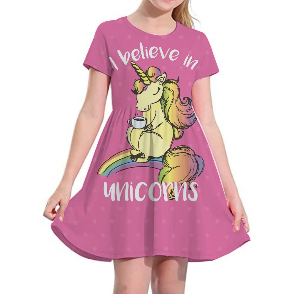 New 3D Printed Dress Girl Summer Clothing Cartoon Unicorn Short Sleeve Princess Dress Comfortable Fabric
New 3D Printed Dress Girl Summer Clothing Cartoon Unicorn Short Sleeve Princess Dress Comfortable Fabric