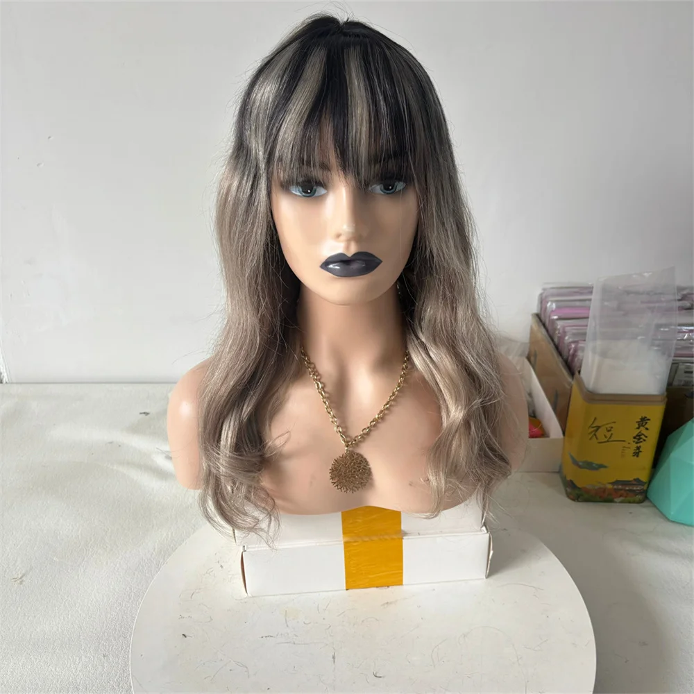 Dark Roots Natural Wave with Bangs Dark Ombre Blonde Highlights Wig Brazilian Human Hair Wigs HD Lace Wigs 18" 180 Density
Dark Roots Natural Wave with Bangs Dark Ombre Blonde Highlights Wig Brazilian Human Hair Wigs HD Lace Wigs 18" 180 Density