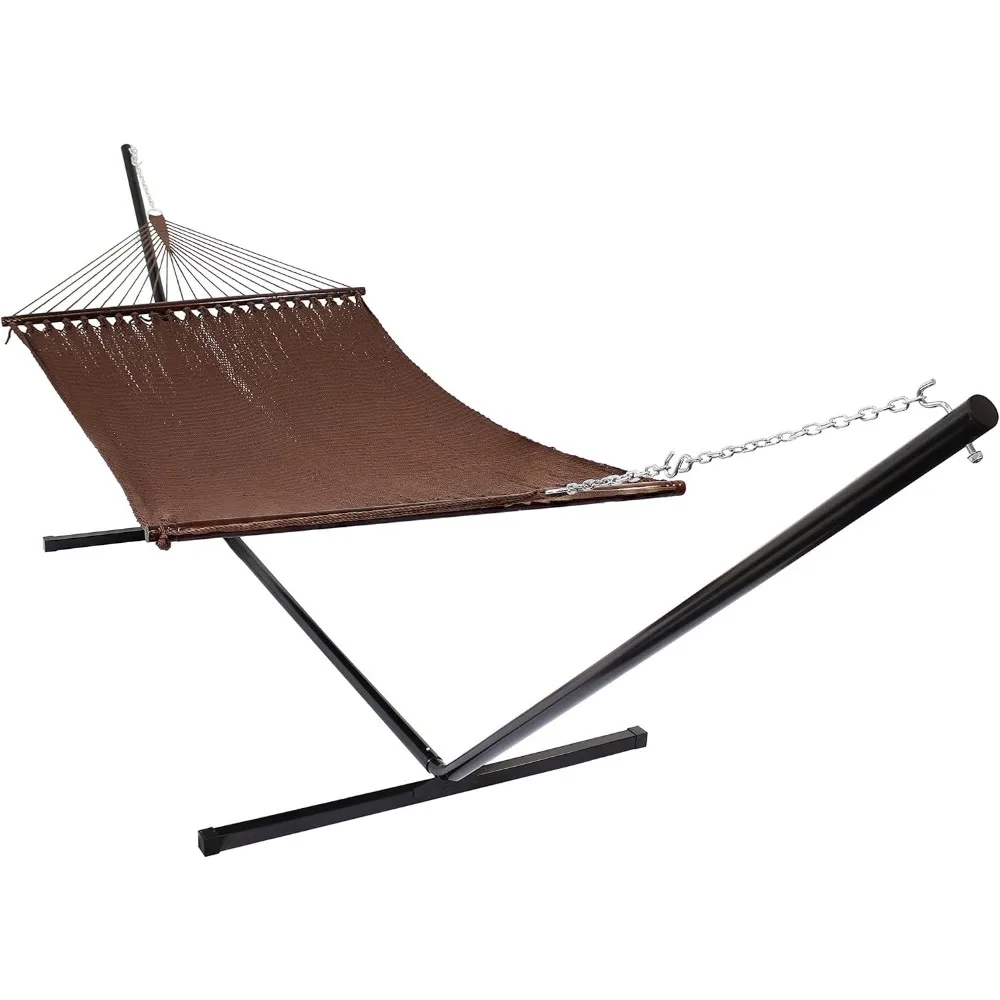 Polyester Double-Wide Rope Hammock with 15-Foot Steel Stand - 400-Pound Capacity - Black Stand
Polyester Double-Wide Rope Hammock with 15-Foot Steel Stand - 400-Pound Capacity - Black Stand
