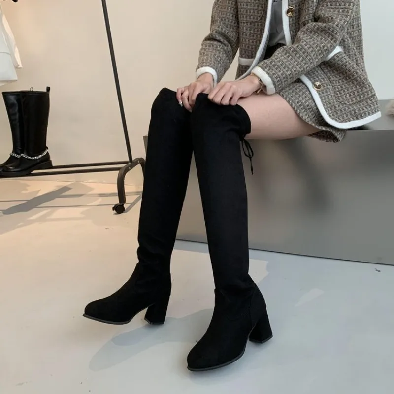 Women Over The Knee Boots Chunky Block Heel Suede Look Stretch Tall Booties Tie Back Detail Casual Fall Winter Office Footwear
Women Over The Knee Boots Chunky Block Heel Suede Look Stretch Tall Booties Tie Back Detail Casual Fall Winter Office Footwear