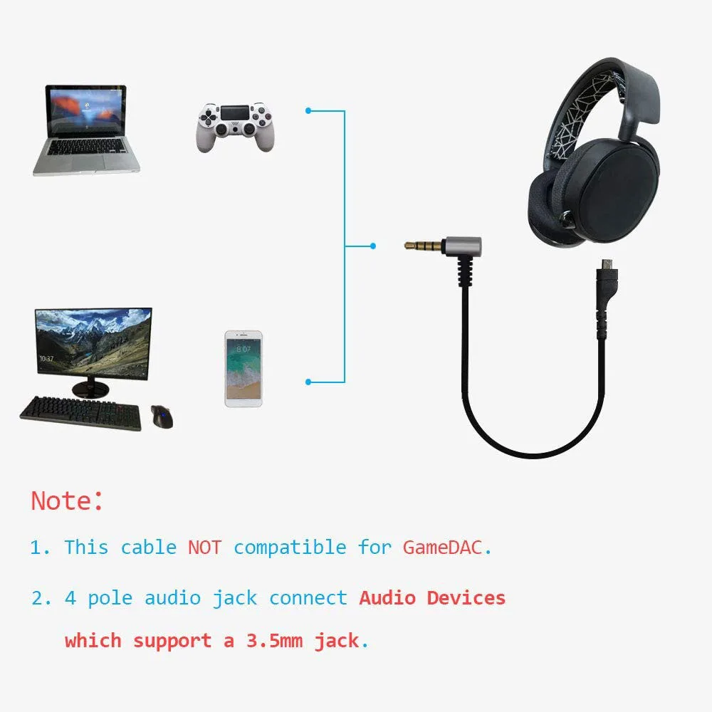 Audio Cable Flexible Stereo Gaming Headset Cord Replacement for Steelseries Arctis 3/5/7 Pro Gaming Headset G
Audio Cable Flexible Stereo Gaming Headset Cord Replacement for Steelseries Arctis 3/5/7 Pro Gaming Headset G