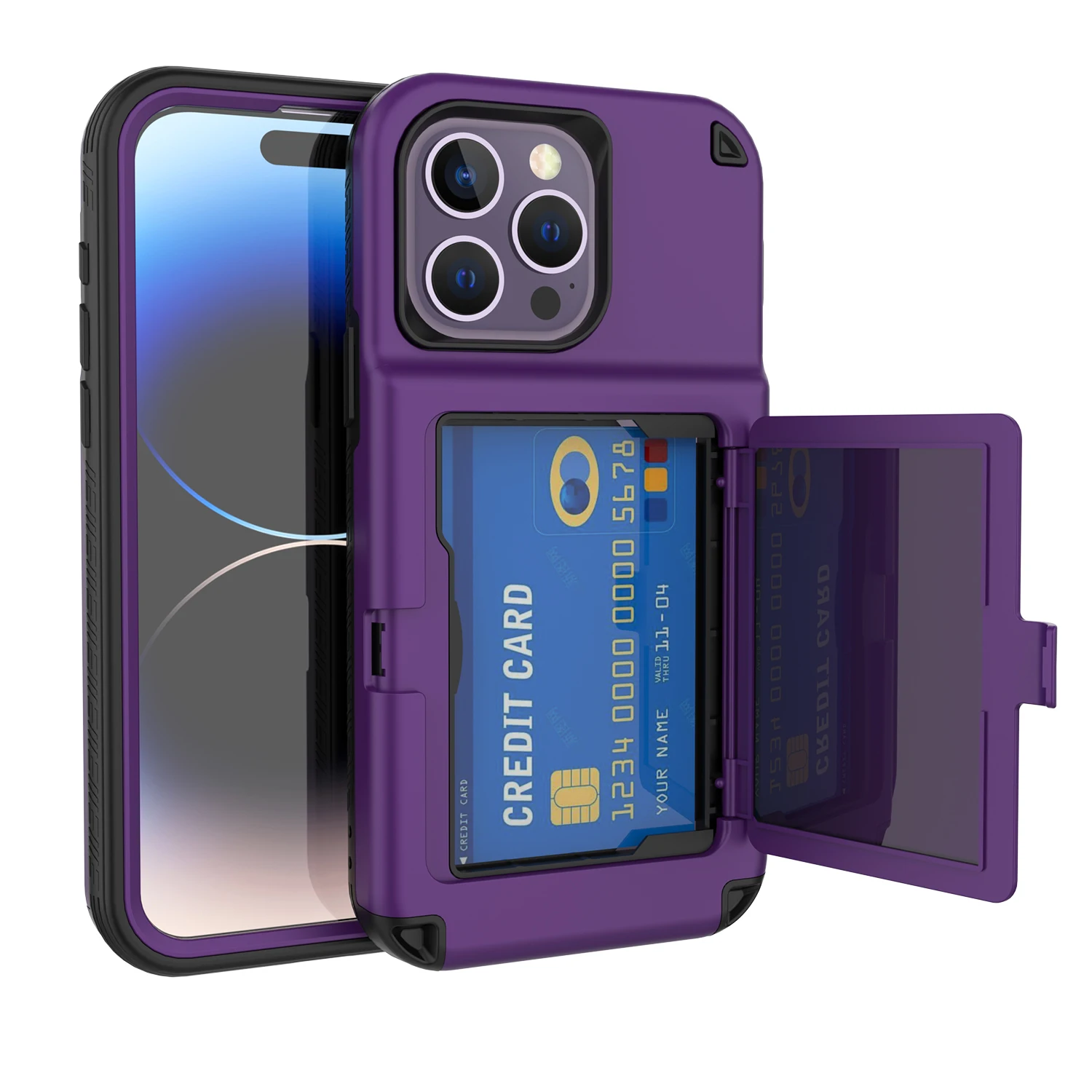 Shockproof Heavy Duty Hidden Card Holder Mirror Case, Three Layer Kickstand Rugged Hard Cover, For iPhone 15 Pro Max 14 12 11 X
Shockproof Heavy Duty Hidden Card Holder Mirror Case, Three Layer Kickstand Rugged Hard Cover, For iPhone 15 Pro Max 14 12 11 X