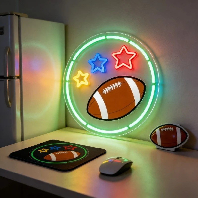 American Football Neon Sign LED Wall Art for Sports Bar Game Room Decor with Vibrant Stars Team Spirit Gift for Football Fans
American Football Neon Sign LED Wall Art for Sports Bar Game Room Decor with Vibrant Stars Team Spirit Gift for Football Fans