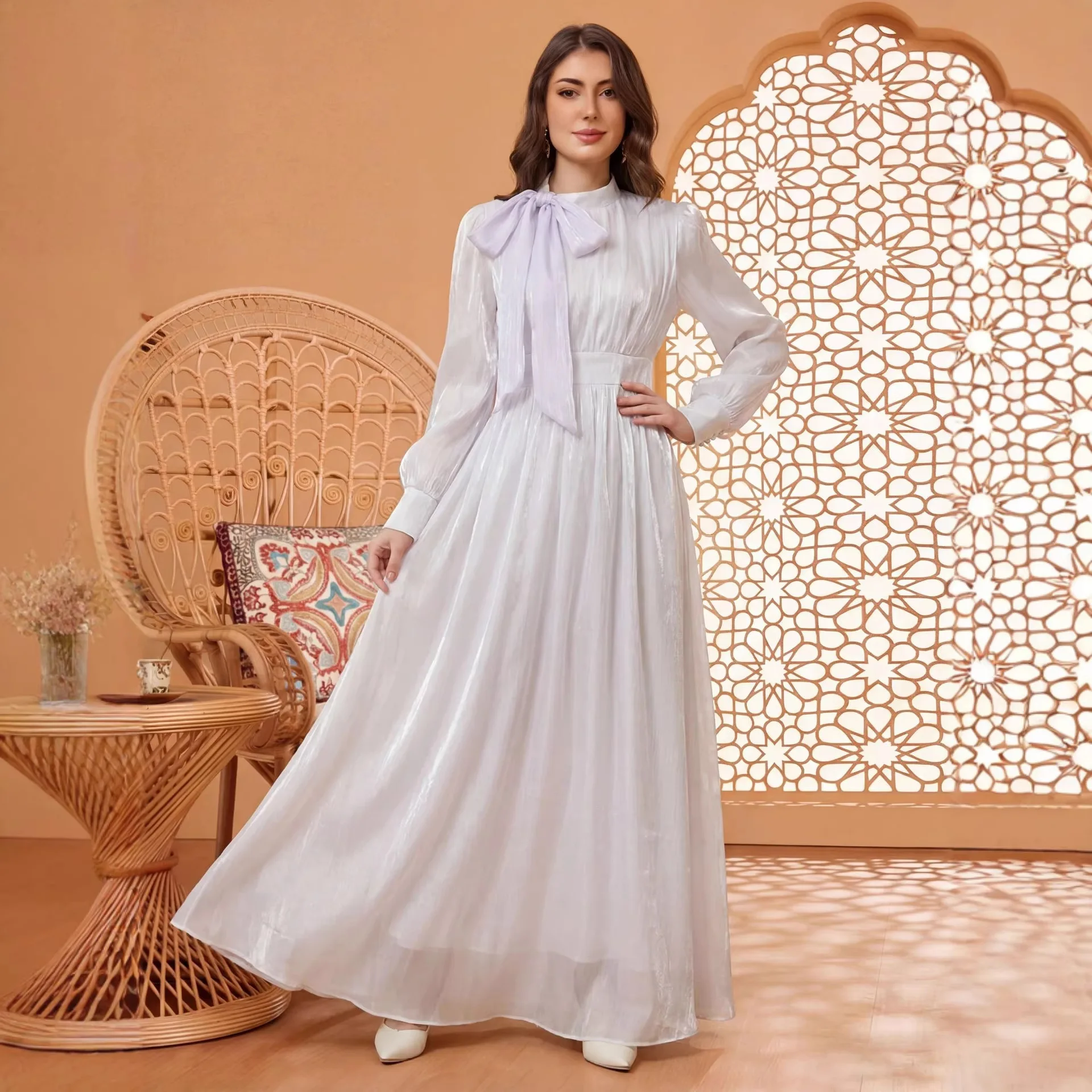 3017 Spring New Fashion Elegant Solid Color Crepe Stand Collar Tie High Waist Dress For Women Ramadan Dubai Luxury Islam Elegant
3017 Spring New Fashion Elegant Solid Color Crepe Stand Collar Tie High Waist Dress For Women Ramadan Dubai Luxury Islam Elegant
