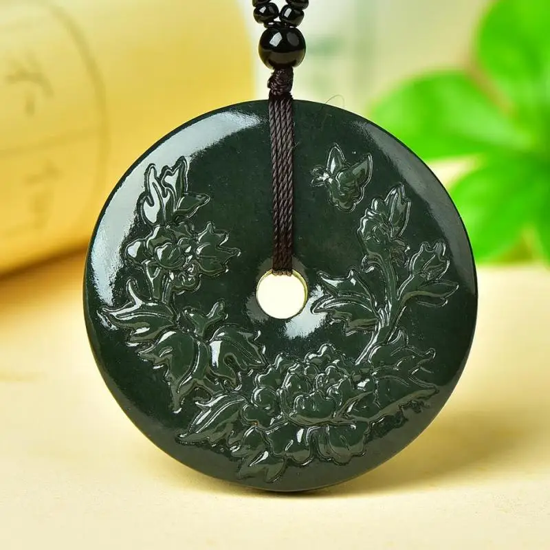 49mm Natural Green Jade Peony Necklace Men Women Myanmar Jadeite Grade A Burma Jade Flower Donut Pendant Sweater Chain Necklaces
49mm Natural Green Jade Peony Necklace Men Women Myanmar Jadeite Grade A Burma Jade Flower Donut Pendant Sweater Chain Necklaces