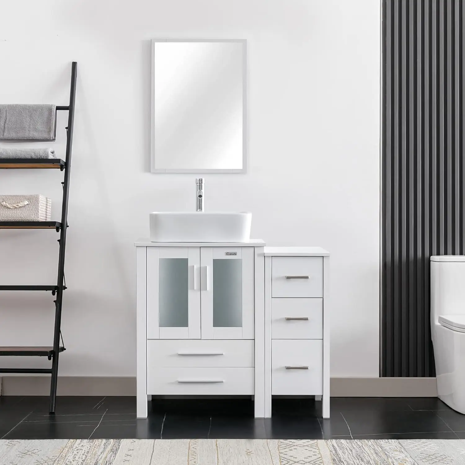 36" Modern Bathroom Vanity Sink Combo White W/Small Side Cabinet White Rectangle Ceramic Vessel Sink Water Save Faucet Pop Up
36" Modern Bathroom Vanity Sink Combo White W/Small Side Cabinet White Rectangle Ceramic Vessel Sink Water Save Faucet Pop Up