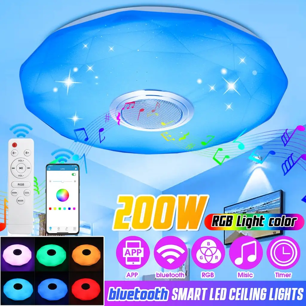 200 Вт современные RGB светодиодные потолочные светильники домашнее освещение приложение Bluetooth музыкальный светильник лампы для спальни умный потолочный светильник + пульт дистанционного управления
200 Вт современные RGB светодиодные потолочные светильники домашнее освещение приложение Bluetooth музыкальный светильник лампы для спальни умный потолочный светильник + пульт дистанционного управления