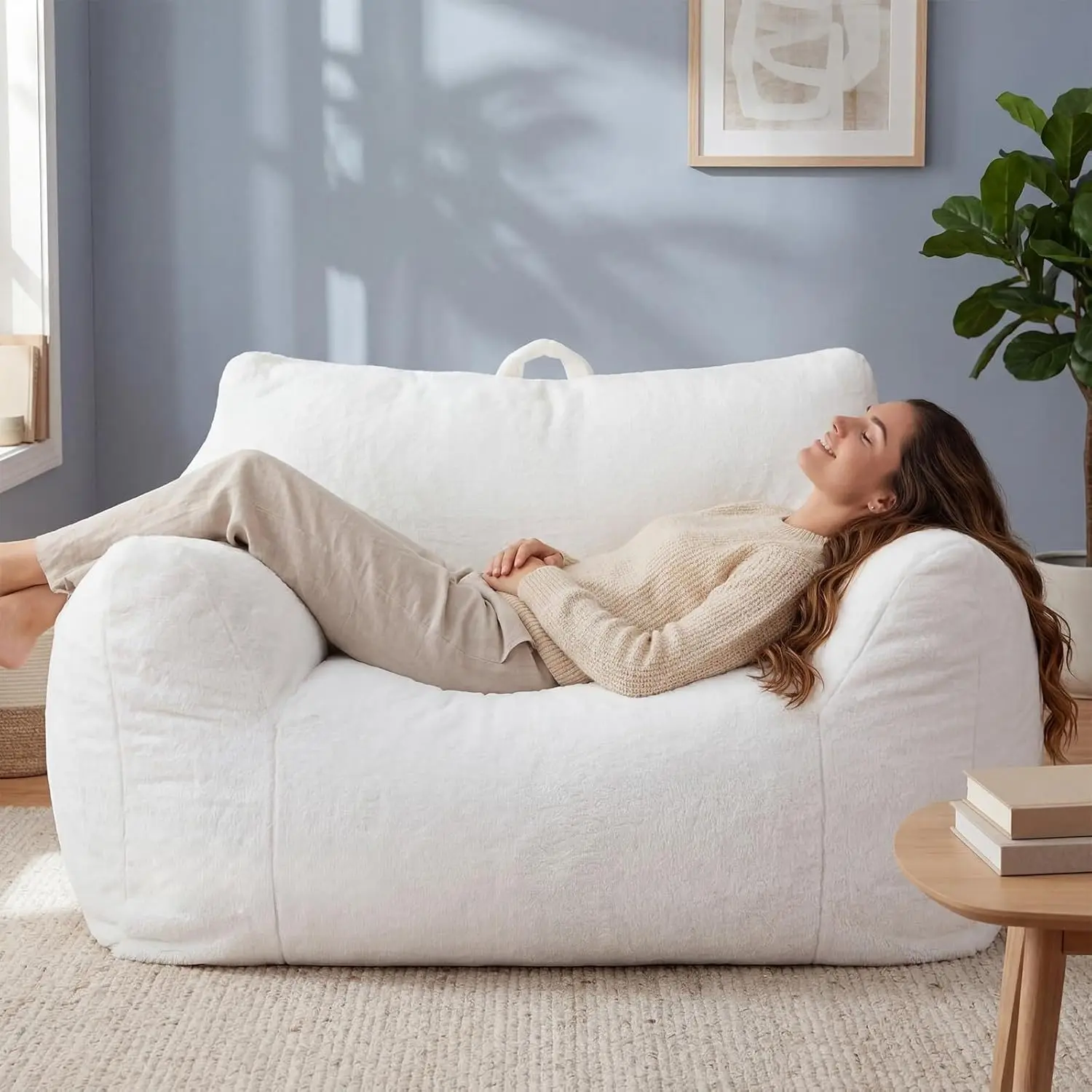 Velvet bean bag chair cover w/armrests & back support doubles as stuffed-animal storage, creamy white, bedroom/living room/dorm
Velvet bean bag chair cover w/armrests & back support doubles as stuffed-animal storage, creamy white, bedroom/living room/dorm
