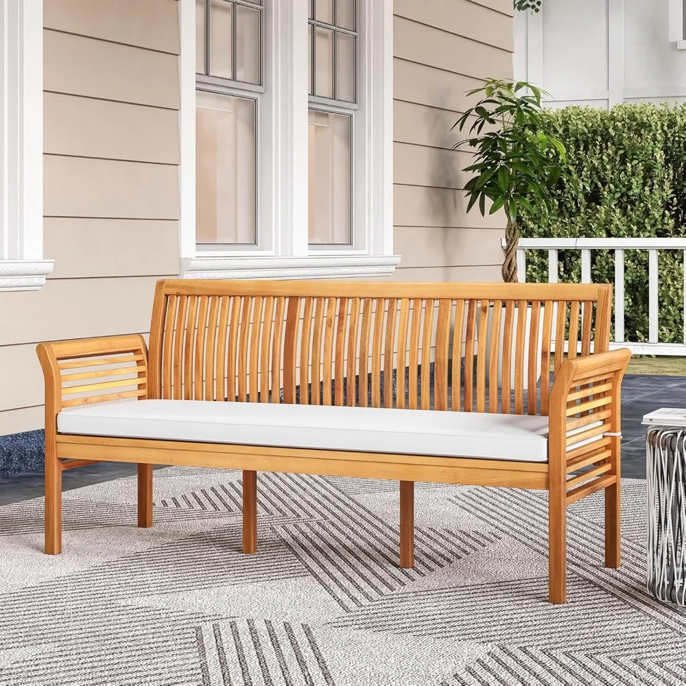 62.5’’ Outdoor Bench Acacia Wood - 3-Person Patio Bench w/Backrest, Armrests & Removable Seat Cushion, Slatted Wooden Bench
62.5’’ Outdoor Bench Acacia Wood - 3-Person Patio Bench w/Backrest, Armrests & Removable Seat Cushion, Slatted Wooden Bench