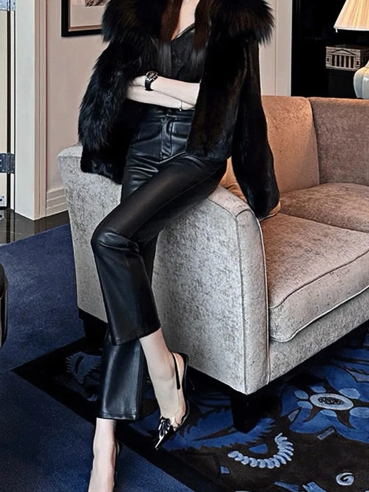 Slim High Waist Bootcut Leather Pants Women's Casual Trousers Autumn Winter New Sle Comfortable Soft Elastic Straight Leggings
Slim High Waist Bootcut Leather Pants Women's Casual Trousers Autumn Winter New Sle Comfortable Soft Elastic Straight Leggings