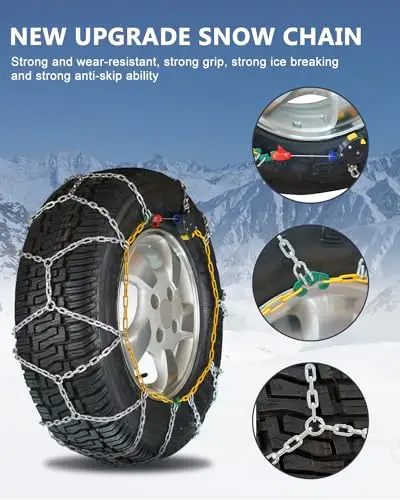 Heavy-Duty Adjustable Snow Traction Chains For Cars, SUVs, Pickups – Fits 215/225/235mm Tires, 16/17/18 Inch Rims, 2-Pack
Heavy-Duty Adjustable Snow Traction Chains For Cars, SUVs, Pickups – Fits 215/225/235mm Tires, 16/17/18 Inch Rims, 2-Pack