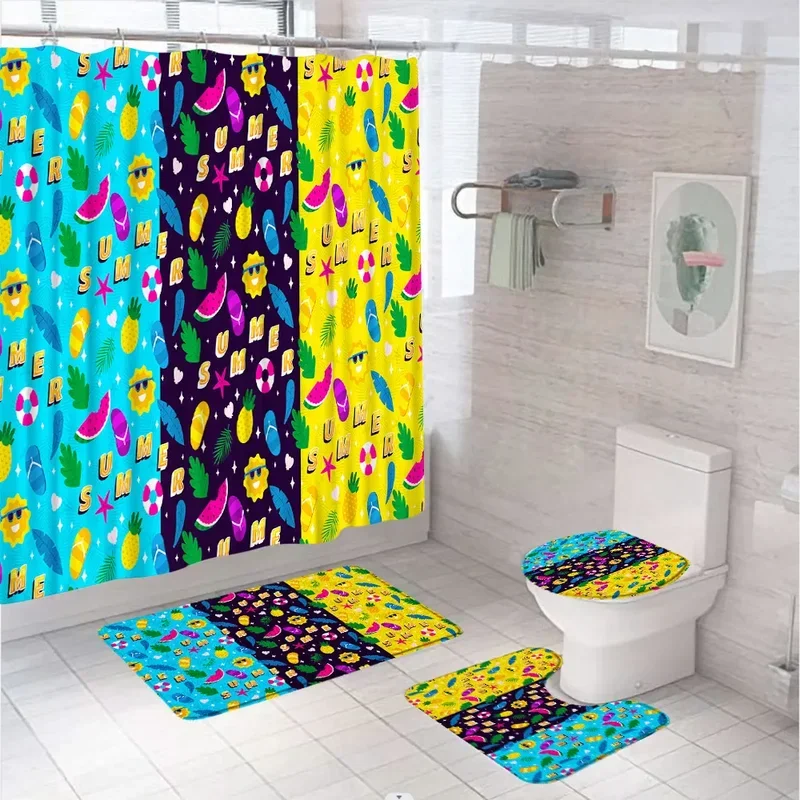 Abstract Medieval Leaves Shower Curtain Set Summer Pineapple Fruit Bathroom Curtains Non-Slip Bath Mat Pedestal Rug Toilet XT6@!
Abstract Medieval Leaves Shower Curtain Set Summer Pineapple Fruit Bathroom Curtains Non-Slip Bath Mat Pedestal Rug Toilet XT6@!