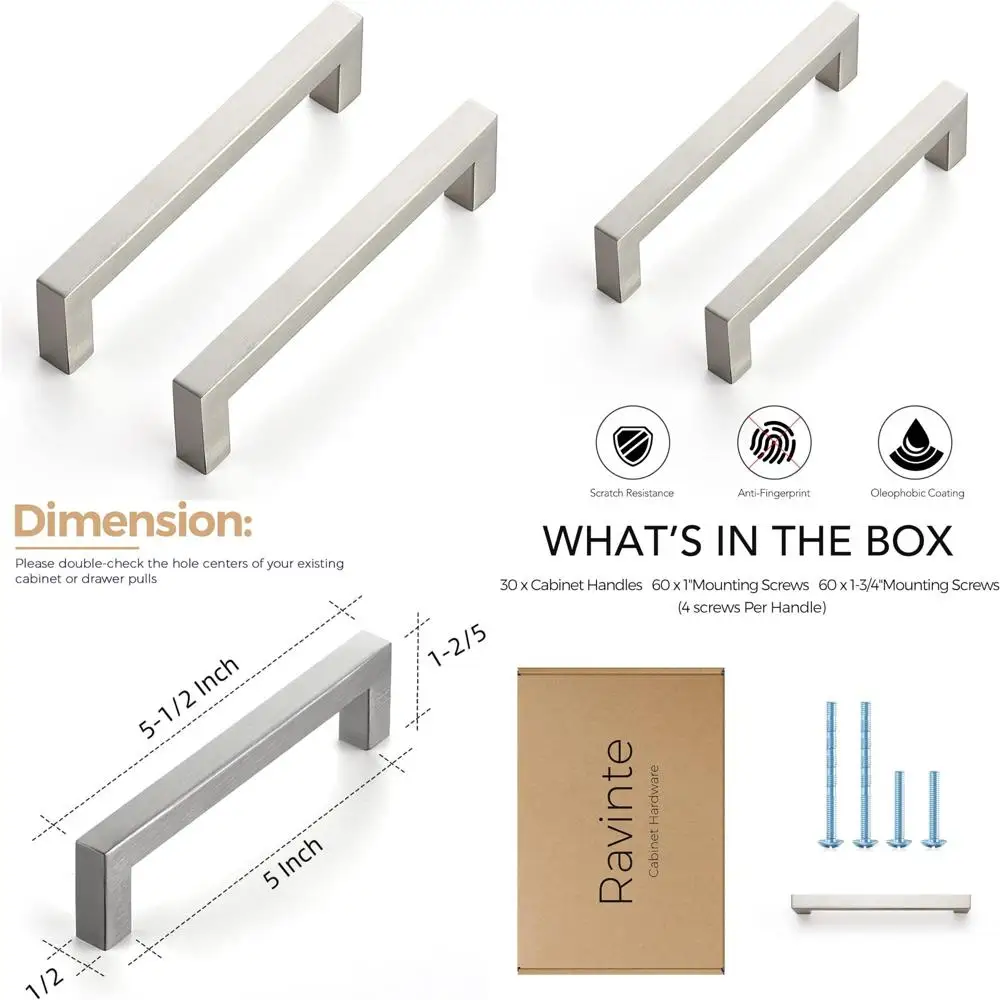 5-дюймовые квадратные матовые никелевые ручки для кухонного шкафа, 30 ручек для ящиков для фурнитуры для шкафа, современное обновление дома
5-дюймовые квадратные матовые никелевые ручки для кухонного шкафа, 30 ручек для ящиков для фурнитуры для шкафа, современное обновление дома