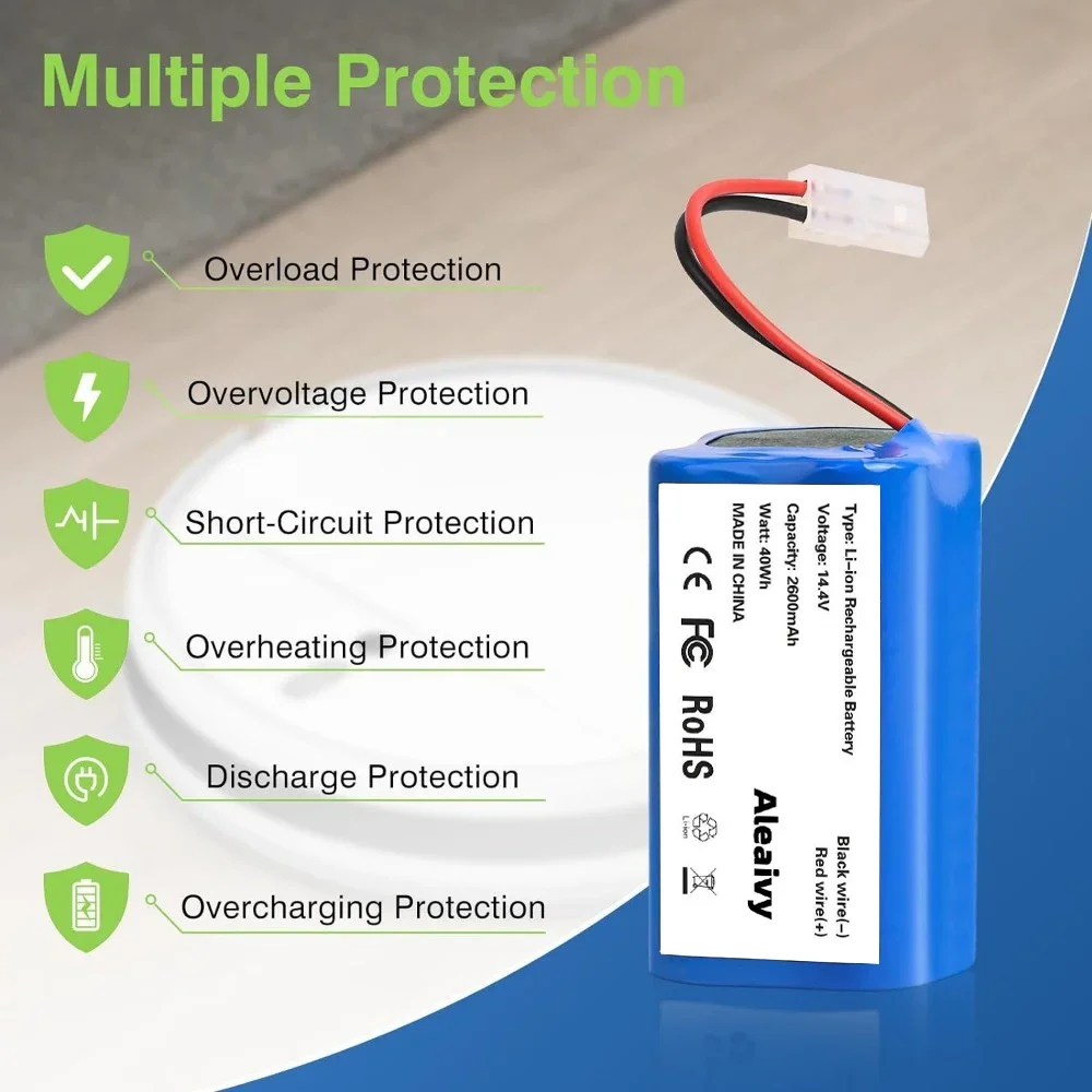 New Original Replacement Battery H18650CH-4S1P For XIAOMI XIOMI MIJIA Mi Robot Vacuum-Mop Essential G1 MJSTG1 SKV4136GL 2600mAh
New Original Replacement Battery H18650CH-4S1P For XIAOMI XIOMI MIJIA Mi Robot Vacuum-Mop Essential G1 MJSTG1 SKV4136GL 2600mAh