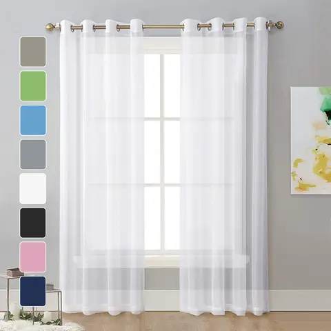 1PC Terylene solid color perforated window curtain, dust-proof, suitable for window beautification and decoration