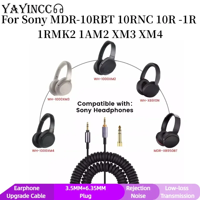 YAYINCC 3.5MM+6.35MM Plug Replacement Spring Relief Coiled Cable for Sony MDR-10RBT 10RNC 10R -1R 1RMK2 1AM2 XM3 XM4 Headphones
YAYINCC 3.5MM+6.35MM Plug Replacement Spring Relief Coiled Cable for Sony MDR-10RBT 10RNC 10R -1R 1RMK2 1AM2 XM3 XM4 Headphones