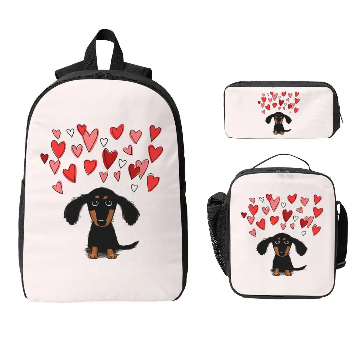 Cute Dachshund Puppy Dog With Valentine Hearts Backpack BookBag School Bag Laptop Shoulder Bags 3ps Lunch Bag Pencil Case
Cute Dachshund Puppy Dog With Valentine Hearts Backpack BookBag School Bag Laptop Shoulder Bags 3ps Lunch Bag Pencil Case