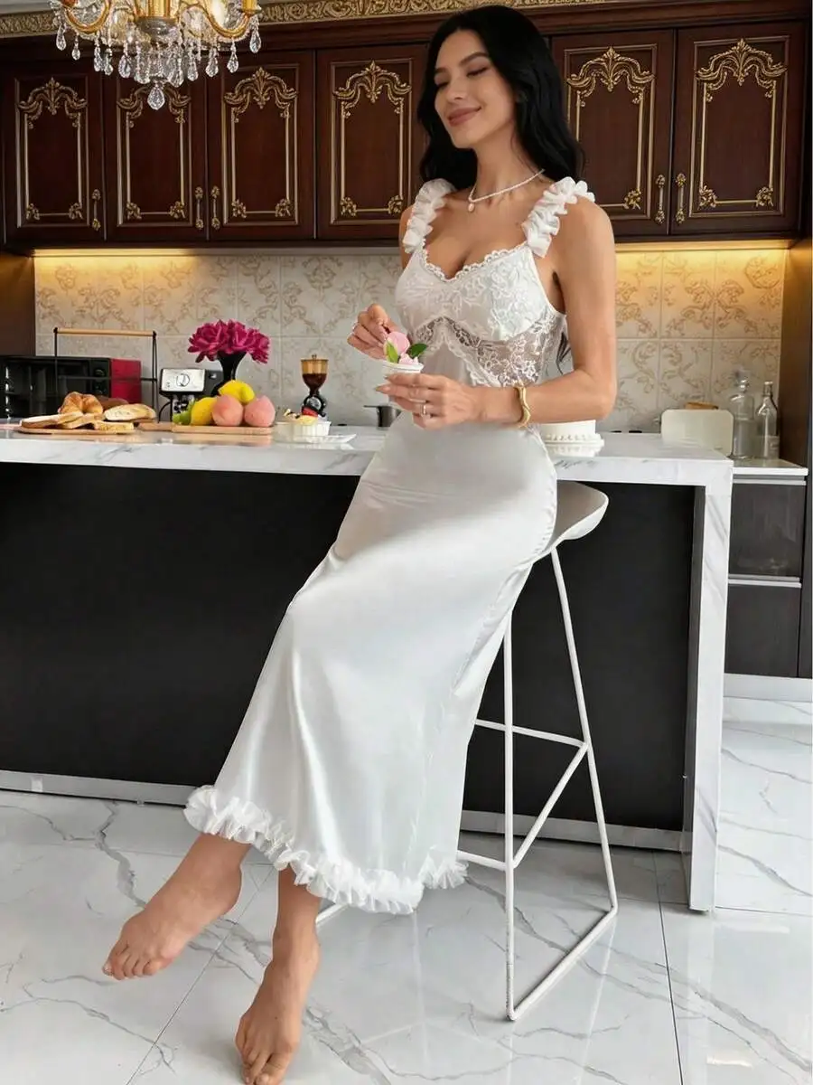 Elegant Lace Cami Nightdress French Style Slim Fit Satin Sleep Dress
Elegant Lace Cami Nightdress French Style Slim Fit Satin Sleep Dress