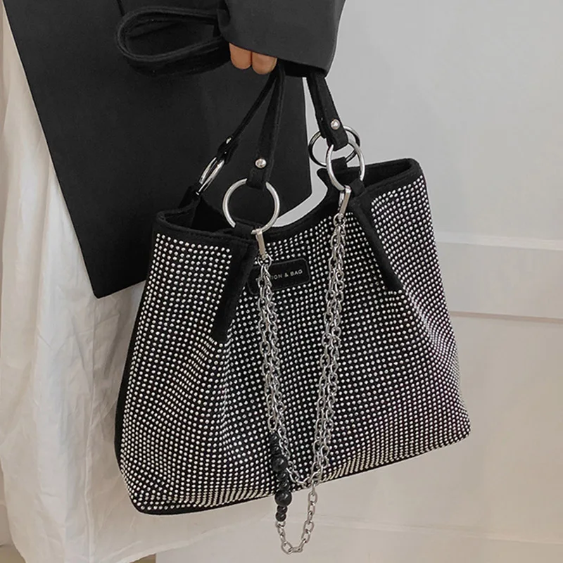 2022 Fashion Women Bling Diamonds Handbag Large Capacity PU Leather Big Totes Designer Female Chain Shoulder Bags Shopping Bags
2022 Fashion Women Bling Diamonds Handbag Large Capacity PU Leather Big Totes Designer Female Chain Shoulder Bags Shopping Bags
