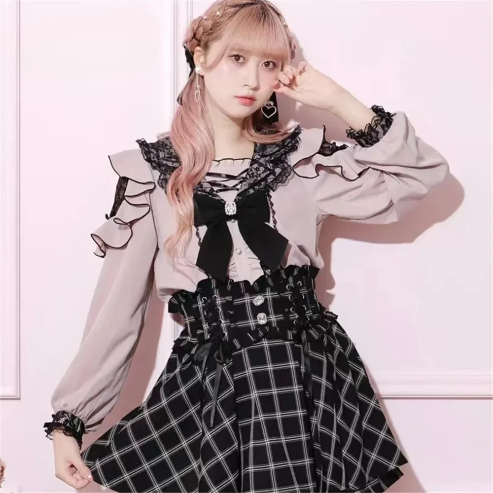 Japanese Original Mine Shirt Female Lolita Girls Sweet Cute Bow Lace Navy Collar Long-sleeved Top Shirts Autumn New Blusas Mujer
Japanese Original Mine Shirt Female Lolita Girls Sweet Cute Bow Lace Navy Collar Long-sleeved Top Shirts Autumn New Blusas Mujer