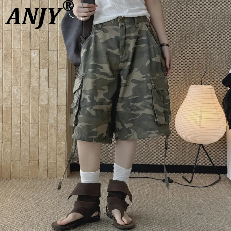 ANJY Spring Summer New Women Retro Safari Style Camouflage Large Pocket Loose Denim Shorts Fashion Ins Casual Cargo Pants A22517
ANJY Spring Summer New Women Retro Safari Style Camouflage Large Pocket Loose Denim Shorts Fashion Ins Casual Cargo Pants A22517