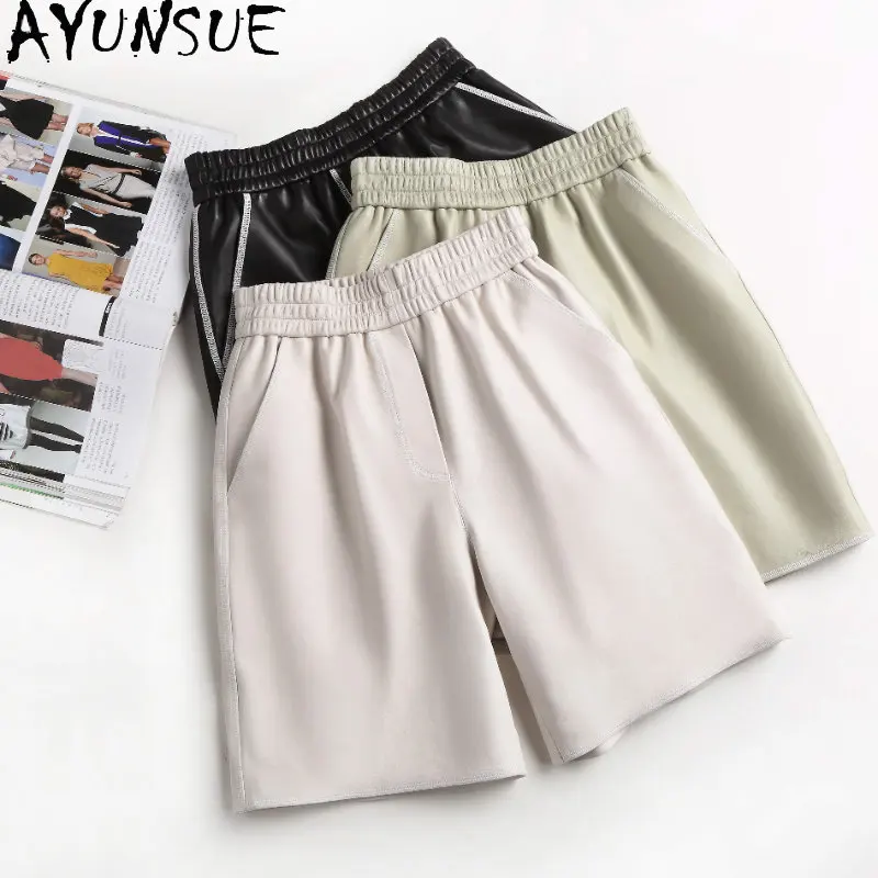AYUNSUE Genuine Sheepskin Leather Pants Women Shorts Wide Leg Short Pants for Women Elastic Waist Five-point Pants High Waist
AYUNSUE Genuine Sheepskin Leather Pants Women Shorts Wide Leg Short Pants for Women Elastic Waist Five-point Pants High Waist