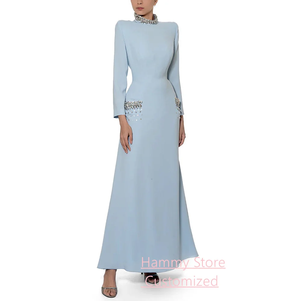 2025 Evening Dress Customized High Neck Long Sleeves Rhinestones Crystal Ankle Length A Line Prom Gown Party Dresses
2025 Evening Dress Customized High Neck Long Sleeves Rhinestones Crystal Ankle Length A Line Prom Gown Party Dresses