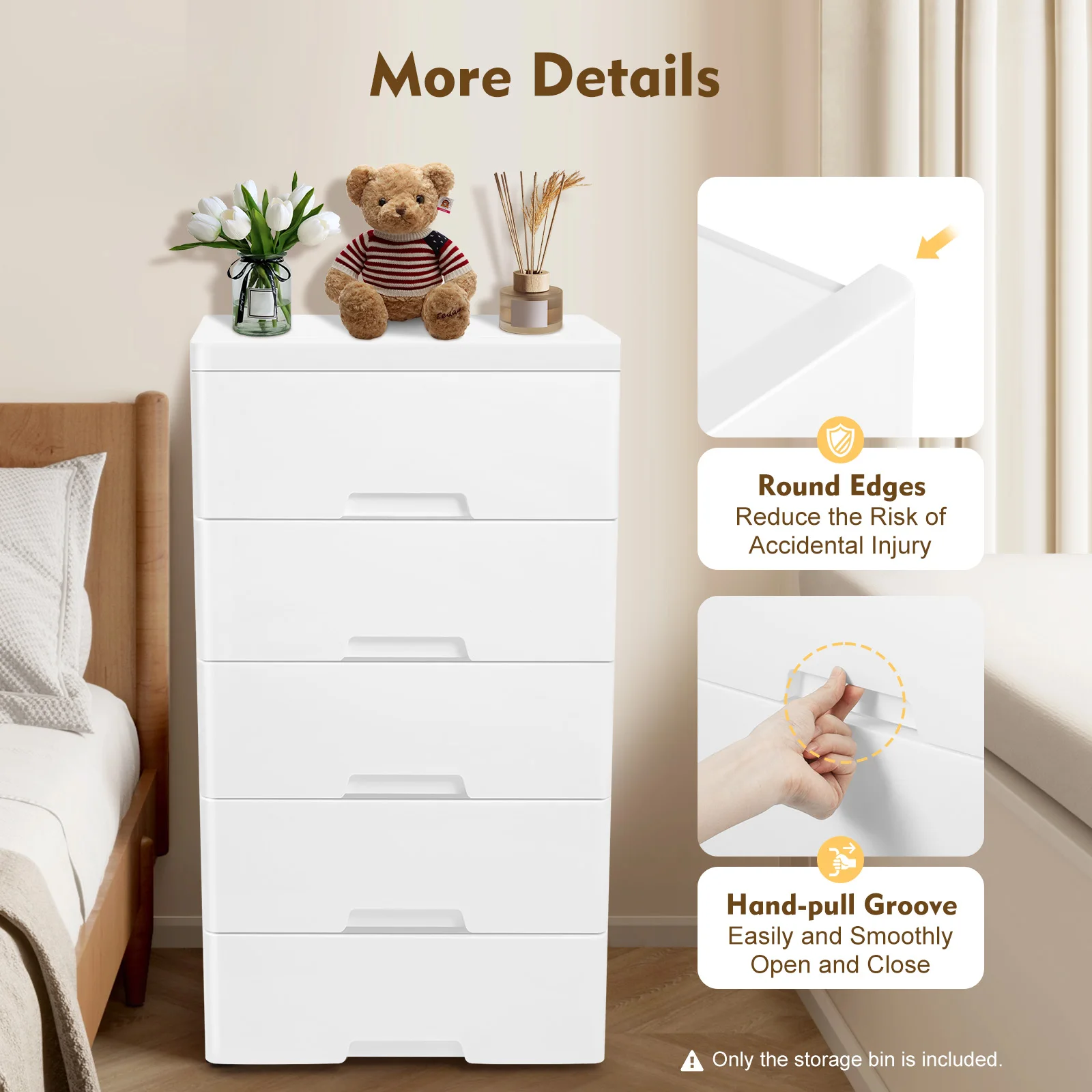White 5-Layer Storage Bin,Full Pull-Out Desig Drawer,Flexible Movement Storage Assistant For Neatly Storing Books,Snacks,Clothes
White 5-Layer Storage Bin,Full Pull-Out Desig Drawer,Flexible Movement Storage Assistant For Neatly Storing Books,Snacks,Clothes