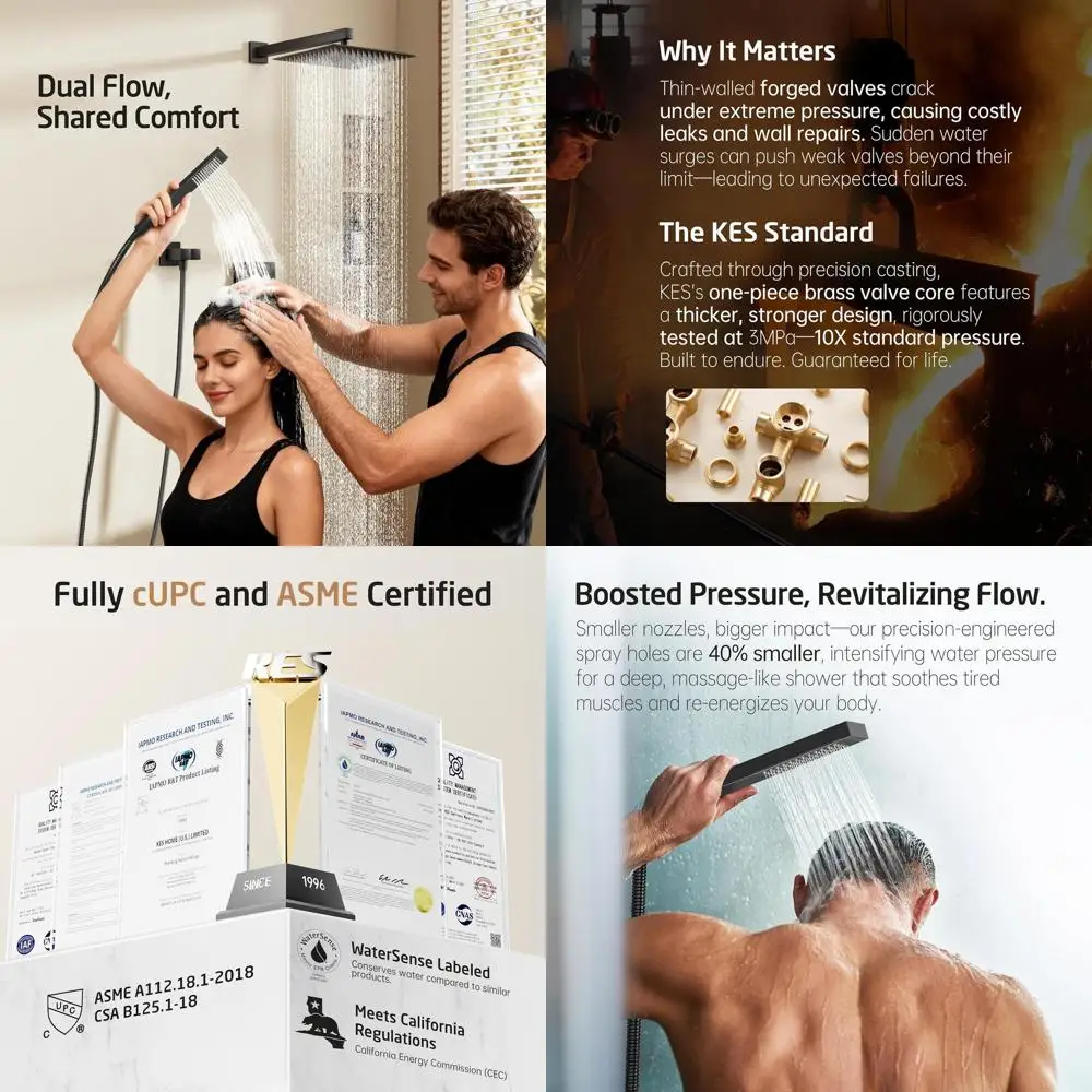 12 Inch Rain Shower Set with Handheld Spray, Pure Balance System, Matte Black
12 Inch Rain Shower Set with Handheld Spray, Pure Balance System, Matte Black