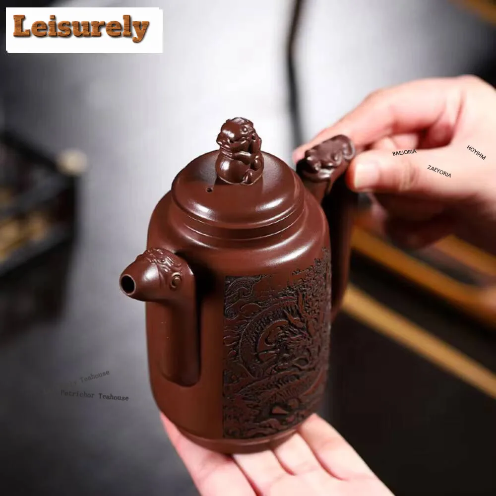 320Ml High-End Yixing Purple Clay Teapots Handmade Dragon Pattern Tea Pot Iron Red Blood Sand Kettle Chinese Zisha Teaset
320Ml High-End Yixing Purple Clay Teapots Handmade Dragon Pattern Tea Pot Iron Red Blood Sand Kettle Chinese Zisha Teaset