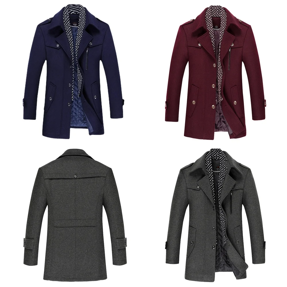 Windbreaker Jacket Men's Wool Trench Coat Long Sleeve Winter Jacket with Scarf Collar Cotton Lined Warm Outerwear
Windbreaker Jacket Men's Wool Trench Coat Long Sleeve Winter Jacket with Scarf Collar Cotton Lined Warm Outerwear