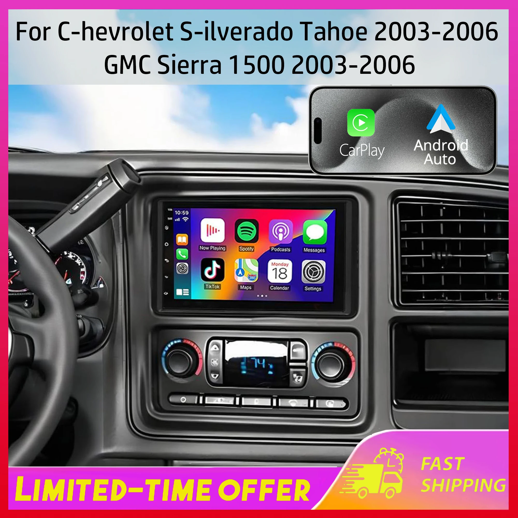 Wireless For Carplay Screen Android Auto 4+64G AHD Camera Suitable for Chevrolet GMC Multimedia Android 13 Car Navigation 7-inch
Wireless For Carplay Screen Android Auto 4+64G AHD Camera Suitable for Chevrolet GMC Multimedia Android 13 Car Navigation 7-inch